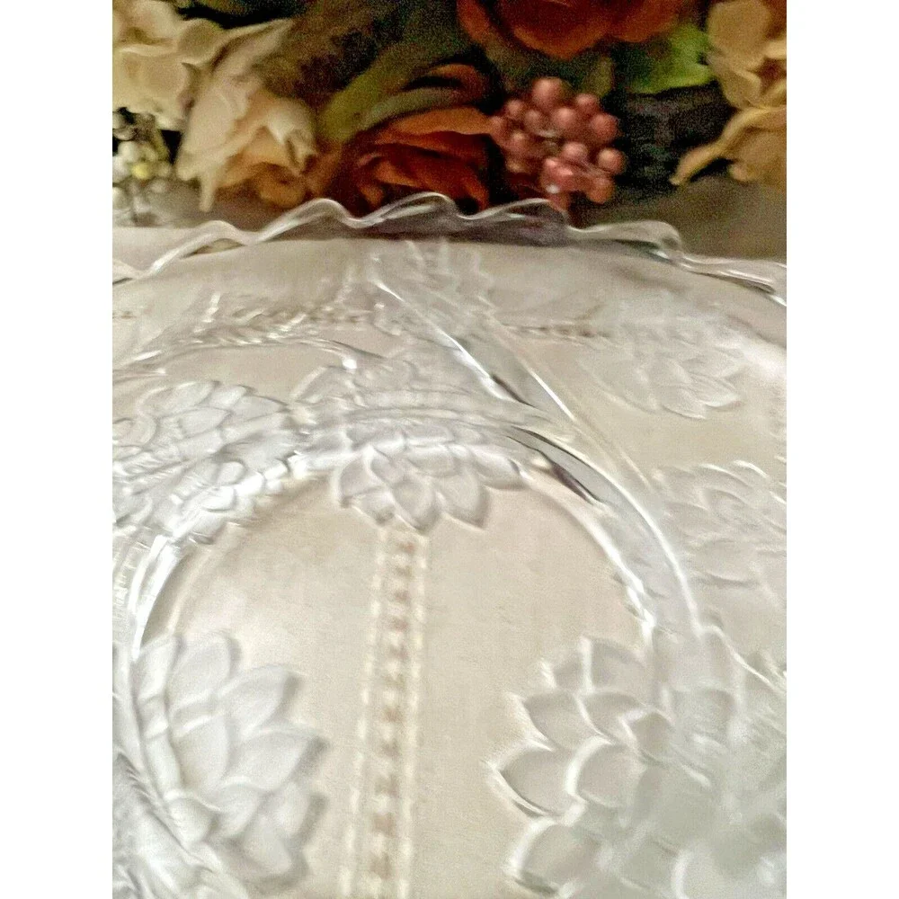 Crystal Divided  Glass Chip Dip Tray with Beautiful Flowers 13